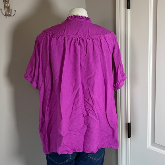 Alice Walk Smocked front yoke embroidered Top Vneck two button closure peasant M - Picture 5 of 11